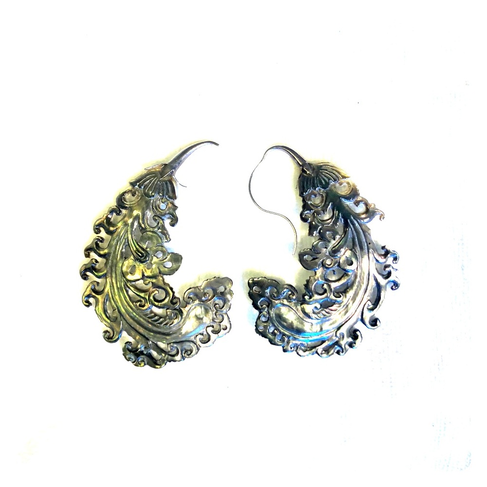 Hand carved Mother of Pearl earrings